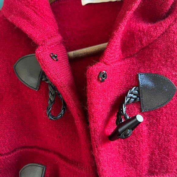 Vintage 100% Wool Red Toggle Long Sweater Coat from Lord & Taylor, Size Small - Picture 9 of 11